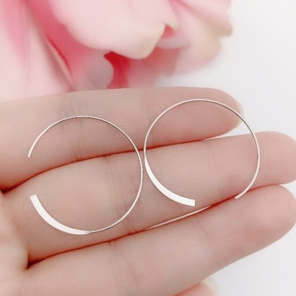Jewelry - 1" silver hoop earrings-SH033 1" Silver